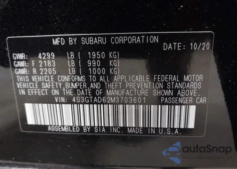 2021 Subaru Impreza Premium from USA, damaged, VIN 4S3GTAD62M3703601